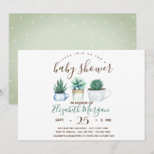 Waterverf Succulente Cactus Stippen Baby Shower
