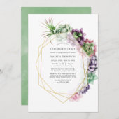 Waterverf Succulente geometrische vierling van het Kaart (Voorkant / Achterkant)