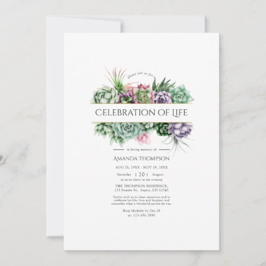 Waterverf Succulente geometrische vierling van het Kaart (Voorkant)