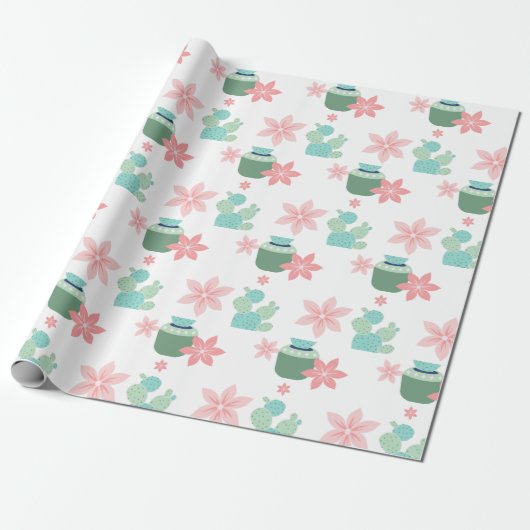 Waterverf Succulente Planten Cadeaupapier (Uitgerold)