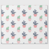 Waterverf Succulente Planten Cadeaupapier (Vlak)