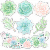 Waterverf Succulenten 14 x 14 Sticker (Voorkant)