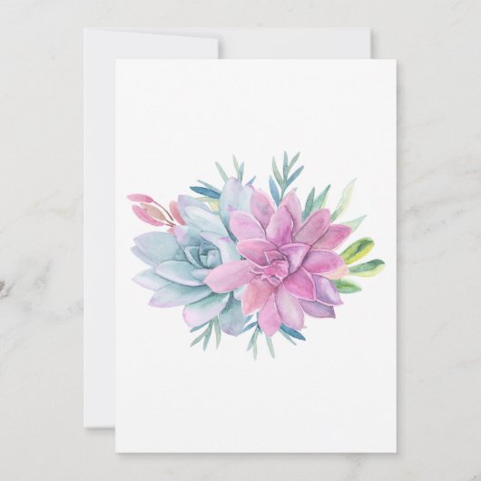 Waterverf Succulenten Baby Douche Uitnodigingen (Achterkant)