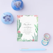 Waterverf Succulenten Baby shower Invitation Flyer (Enkel)