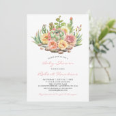 Waterverf Succulenten Baby shower Invitation Kaart (Staand voorkant)