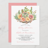 Waterverf Succulenten Baby shower Invitation Kaart (Voorkant / Achterkant)