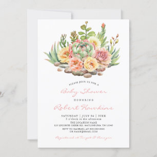 Waterverf Succulenten Baby shower Invitation Kaart