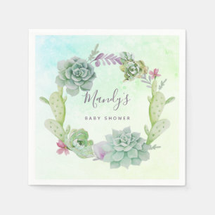 Waterverf Succulenten Baby Shower Servet