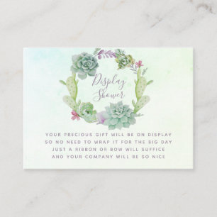 Waterverf Succulenten Baby Shower Weergave Shower Informatiekaartje