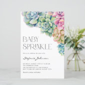 Waterverf Succulenten Baby Sprinkle Invitation (Staand voorkant)