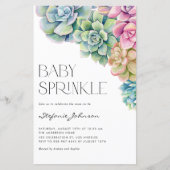 Waterverf Succulenten Baby Sprinkle Invitation (Voorkant)