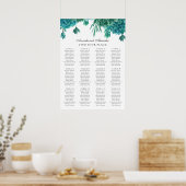 Waterverf succulenten. Blauwgroen trouwzitje Poster (Keuken)