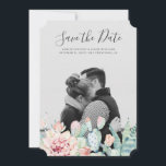 Waterverf succulenten bloemen. Fotobloem van cactu Save The Date<br><div class="desc">Waterverf succulenten save the date fotokaart. Neem contact met me op als je extra items nodig hebt.</div>