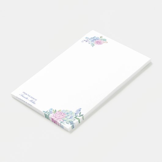 Waterverf Succulenten Bloemen Persoonlijk Post-it® Notes (Schuin)