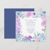 Waterverf Succulenten Bloemig Pastel Bewaar De Dat Save The Date (Voorkant / Achterkant)