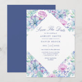 Waterverf Succulenten Bloemige Boho Bewaar De Datu Save The Date (Voorkant / Achterkant)