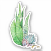 Waterverf Succulenten Botanisch Groen Sticker (Voorkant)