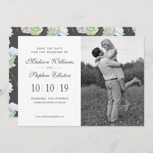 Waterverf | Succulenten & Branches - Save the Date (Voorkant / Achterkant)