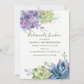 Waterverf Succulenten bruiloft Bridesmaids Luncheo Kaart (Voorkant)