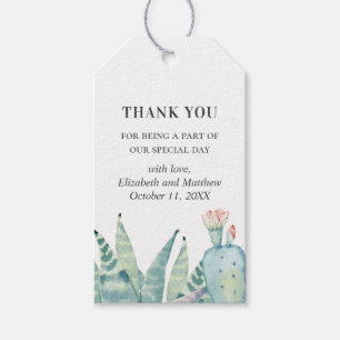 Waterverf succulenten bruiloft. Cactus bedankt Cadeaulabel