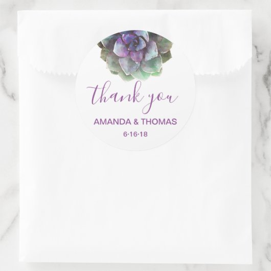 Waterverf Succulenten bruiloft gunst sticker (Tas)