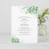 Waterverf succulenten bruiloft repetitie diner kaart (Staand voorkant)