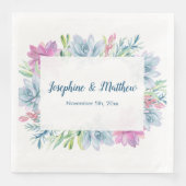 Waterverf Succulenten Bruiloft Servetten (Voorkant)