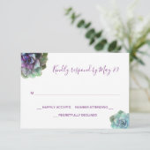 Waterverf Succulenten Bruiloft Uitnodiging RSVP Ka (Staand voorkant)