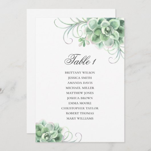 Waterverf succulenten. Cacti-trouwzitje Kaart (Voorkant / Achterkant)