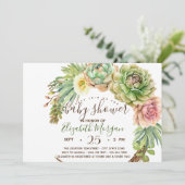 Waterverf Succulenten, Cactus Stippen Baby shower Kaart (Staand voorkant)