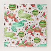 Waterverf succulenten, cactussen naadloos patroon. legpuzzel (Horizontaal)