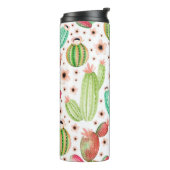 Waterverf succulenten, cactussen naadloos patroon. thermosbeker (Gedraaid links)