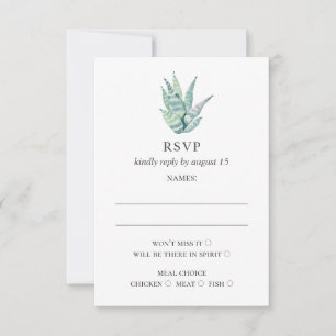 Waterverf succulenten. Eenvoudige groene cactus br RSVP Kaartje