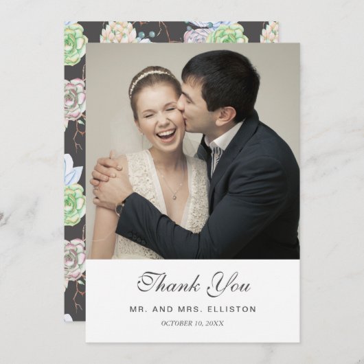 Waterverf | Succulenten en bijkantoren | Dank u we Bedankkaart (Voorkant / Achterkant)