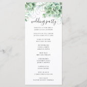 Waterverf succulenten. Floral cactus bruiloft Programmakaart (Achterkant)