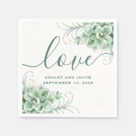 Waterverf succulenten. Floral cactus bruiloft Servet