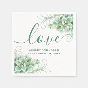 Waterverf succulenten. Floral cactus bruiloft Servet