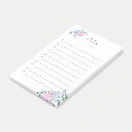 Waterverf succulenten Floral to do lijst Post-it® Notes (Schuin)