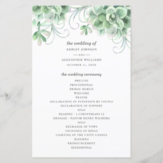 Waterverf succulenten. Grijze cactus bruiloft (Voorkant)