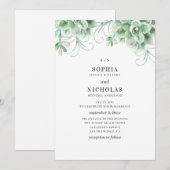 Waterverf succulenten. Grijze cactus bruiloft Kaart (Voorkant / Achterkant)