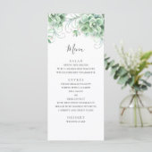 Waterverf succulenten. Grijze cactus bruiloft Menu (Staand voorkant)