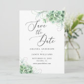 Waterverf succulenten. Groene cactus botanisch Save The Date (Staand voorkant)