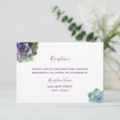 Waterverf Succulenten Huwelijksuitnodiging Ontvang RSVP Kaartje (Staand voorkant)