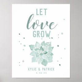 Waterverf Succulenten Laat Liefde Groeien Trouwbor Poster