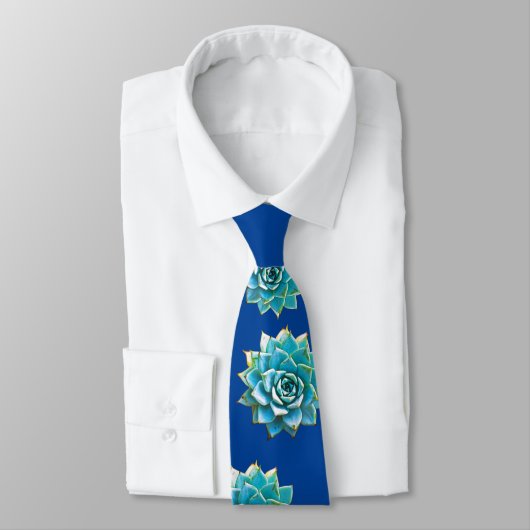 Waterverf Succulenten op blauw Stropdas (Gebonden)