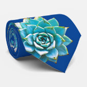 Waterverf Succulenten op blauw Stropdas (Opgerold)