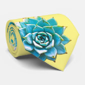 Waterverf Succulenten op geel Stropdas (Opgerold)