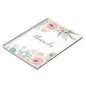 Waterverf succulenten. Roze florale cactus. Cacti Notitieboek (Linkerzijde)