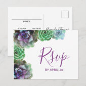 Waterverf Succulenten RSVP Briefkaart (Voorkant / Achterkant)