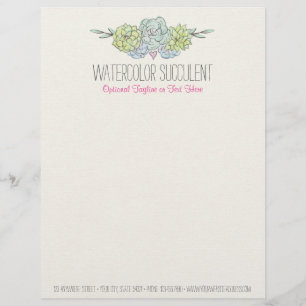 Waterverf Succulenten Shabby Chic Boheemse Bloemen Gepersonaliseerd Briefhoofd